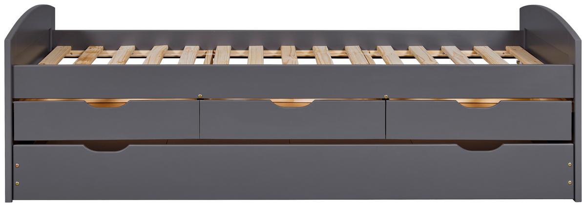 Ausziehbett Lena Grau - Naturfarben/Grau, Basics, Holz/Kunststoff (90/200cm) - MID.YOU