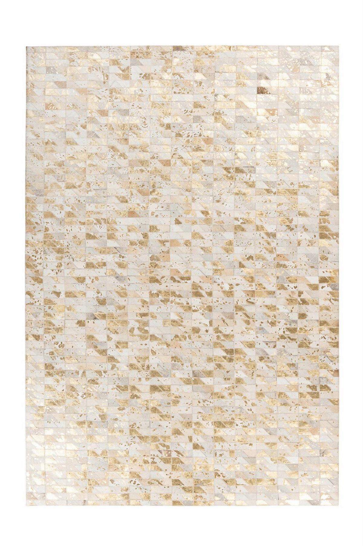 FLACHWEBETEPPICH LAVIN 725 GOLD / MULTI - Goldfarben/Multicolor, Konventionell, Leder (120/170cm) - Kayoom