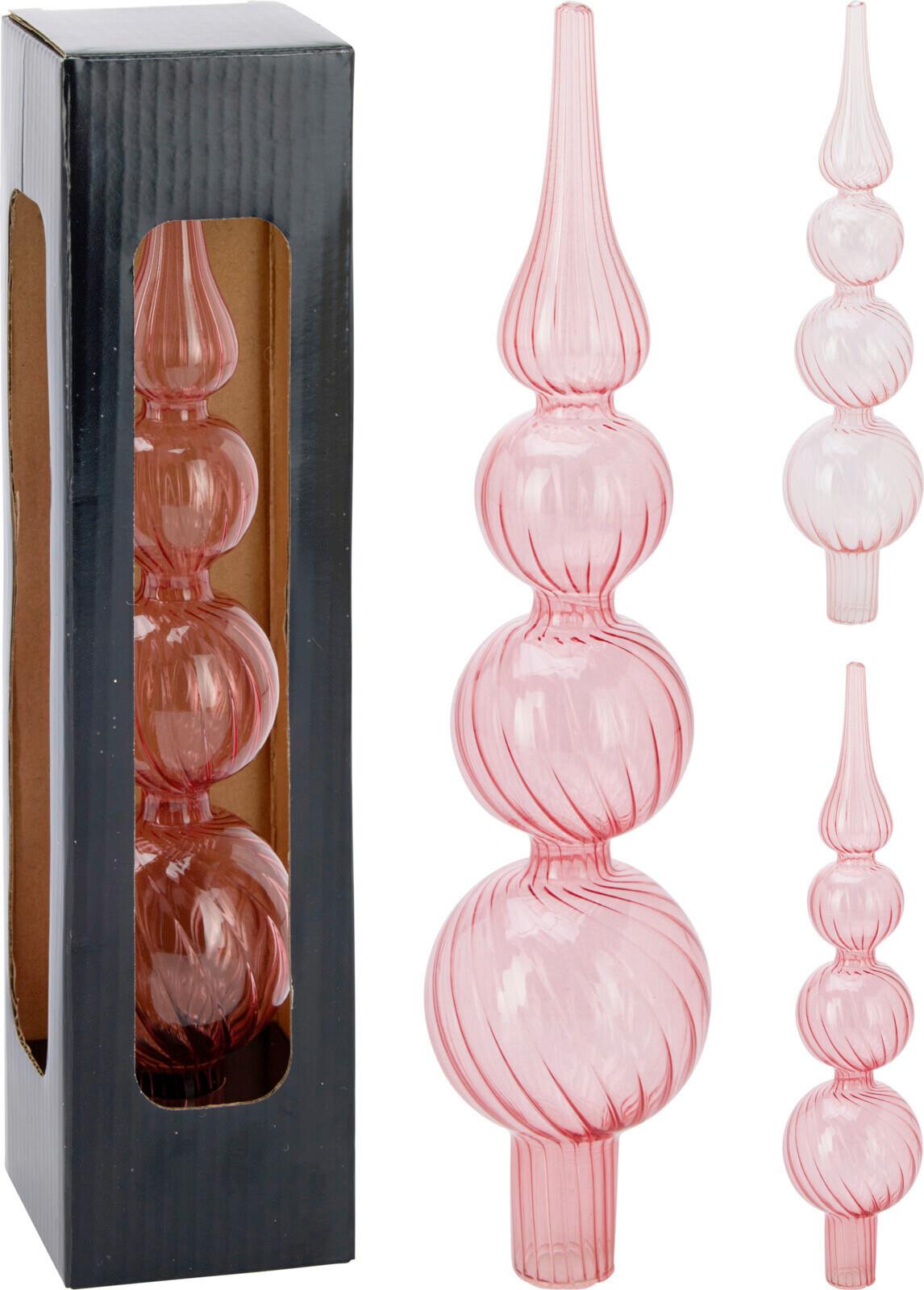 Christbaumspitze ROZE - Pink/Altrosa, Glas (6/6/28cm)