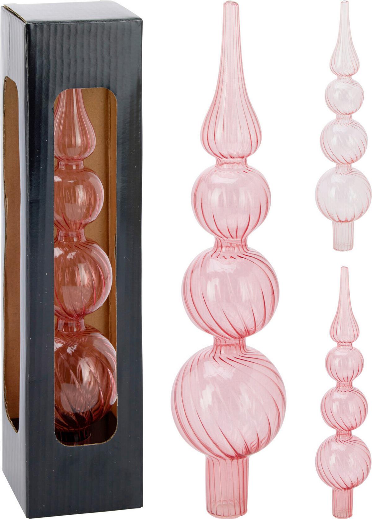 Christbaumspitze ROZE - Pink/Altrosa, Glas (6/6/28cm)