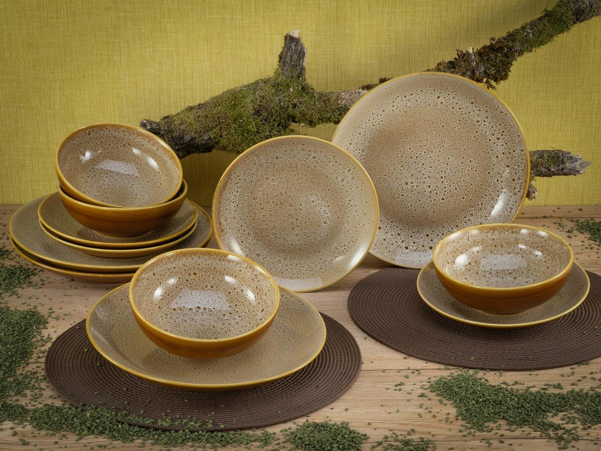 Tafelservice Cognac, 12-teilig - Cognac, Keramik - Creatable