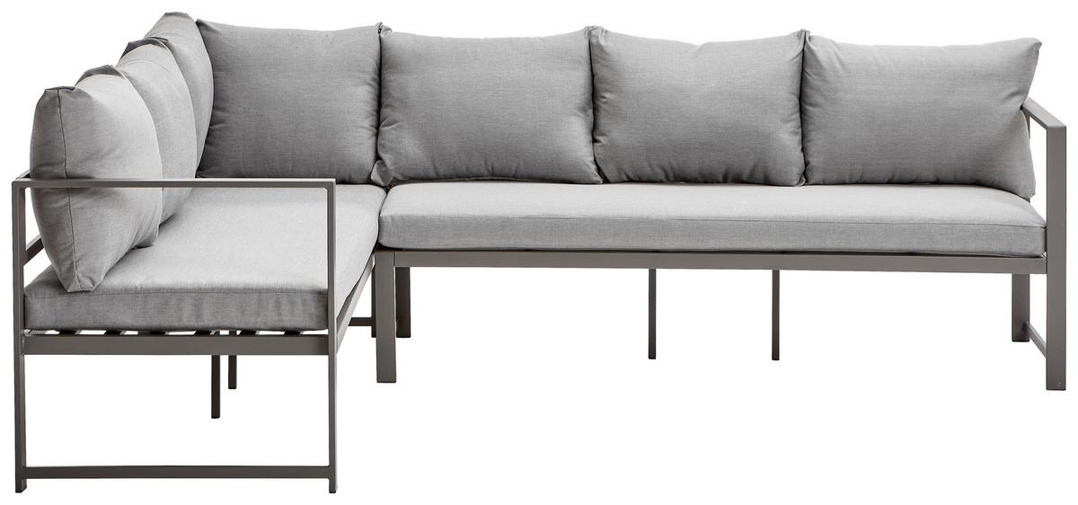 KOMPLET STOŁOWY NA TARAS MASSA - antracytowy/szary, Modern, metal/tkanina (193/244cm) - Ambia Garden