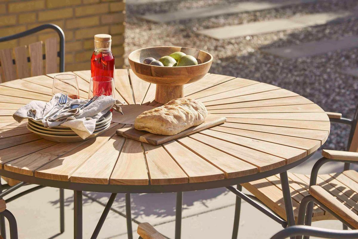 Gartentisch Ellen Anthrazit/Teak - Anthrazit/Teakfarben, KONVENTIONELL, Holz/Metall (110/110/74cm) - Gardenson