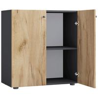 Pisarniški Regal Lona L, Antracit, Barva Hrasta - črna/medeni hrast, Design, umetna masa/leseni material (70/74/37cm) - MID.YOU