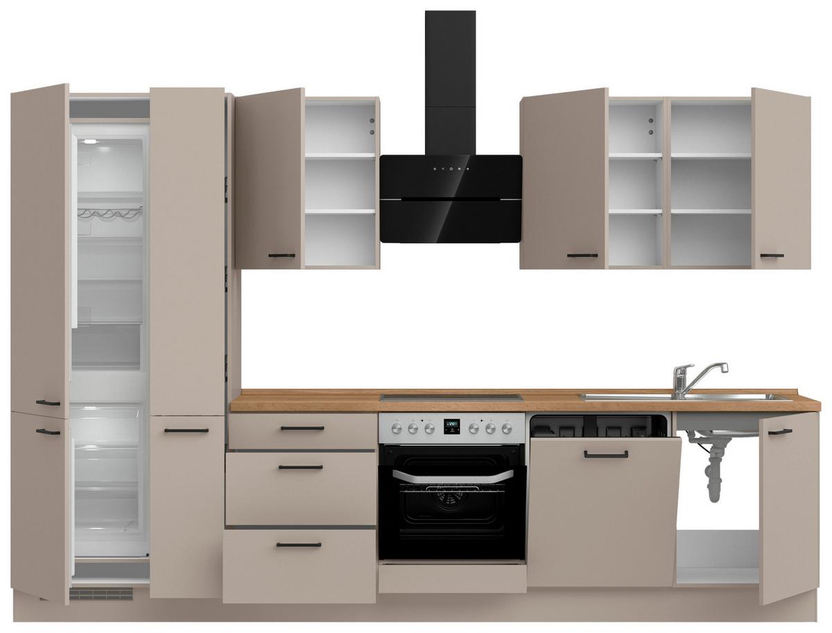 Küchenleerblock Easytouch High o. Geräte Sandfarben - Sandfarben/Eichefarben, MODERN, Holzwerkstoff/Metall (330cm) - Nobilia