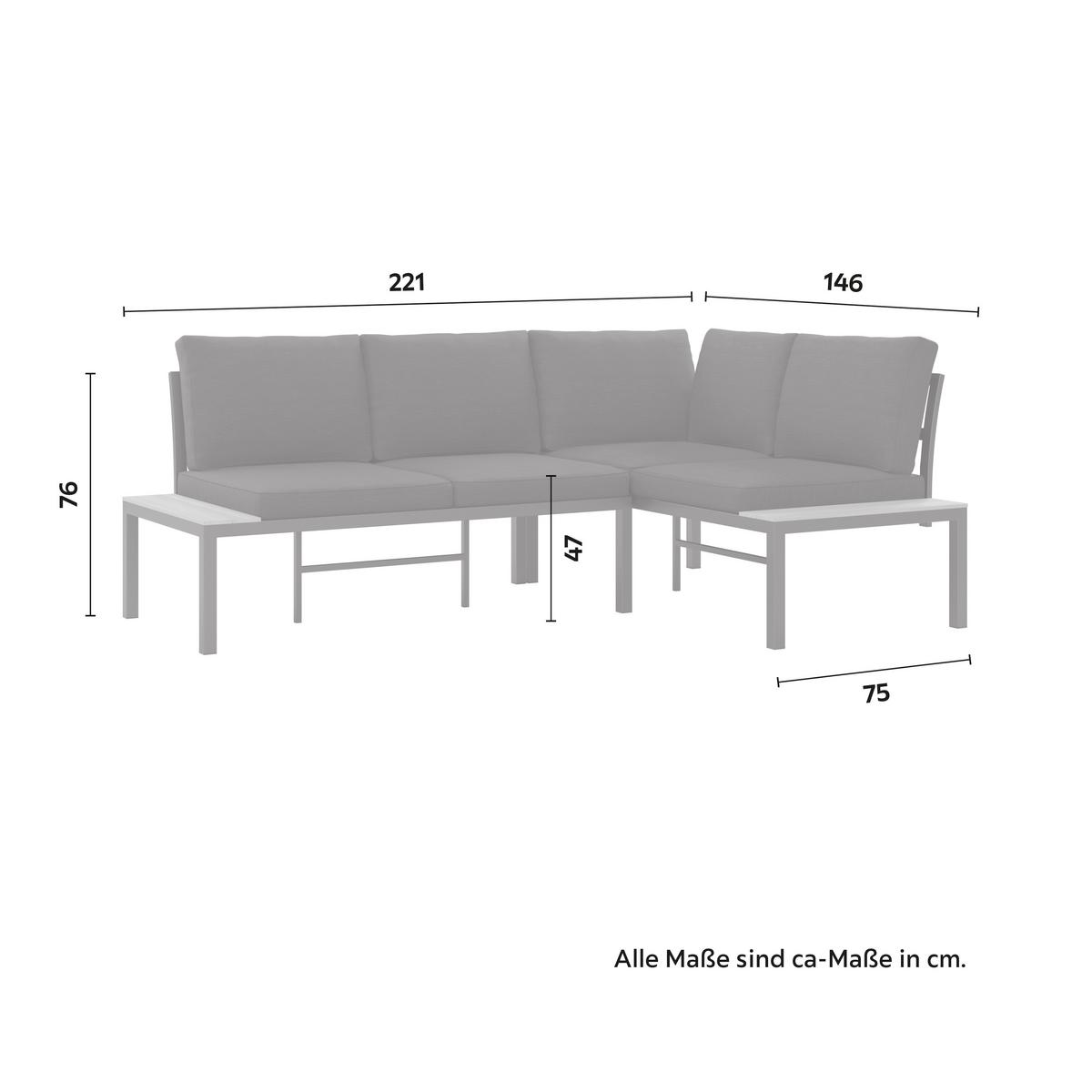 Loungegarnitur-Set Arianna Schwarz Metall/Outdoorstoff - Schwarz, MODERN, Kunststoff/Textil (146/76/75cm) - Bessagi Garden
