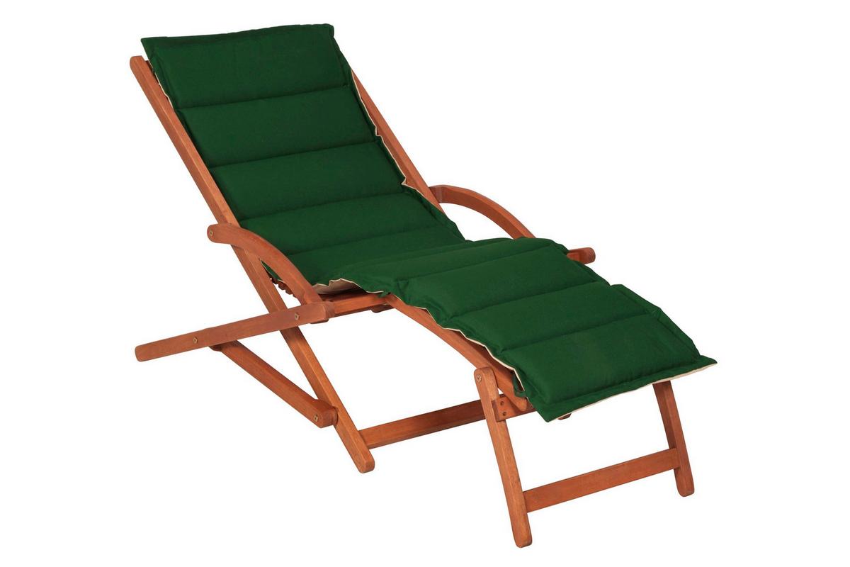 Bäderliege Copa Cabana klappbar Echtholz/Grün/Beige - Eukalyptusholzfarben/Beige, KONVENTIONELL, Holz/Textil (69/69/158cm) - Gardenson