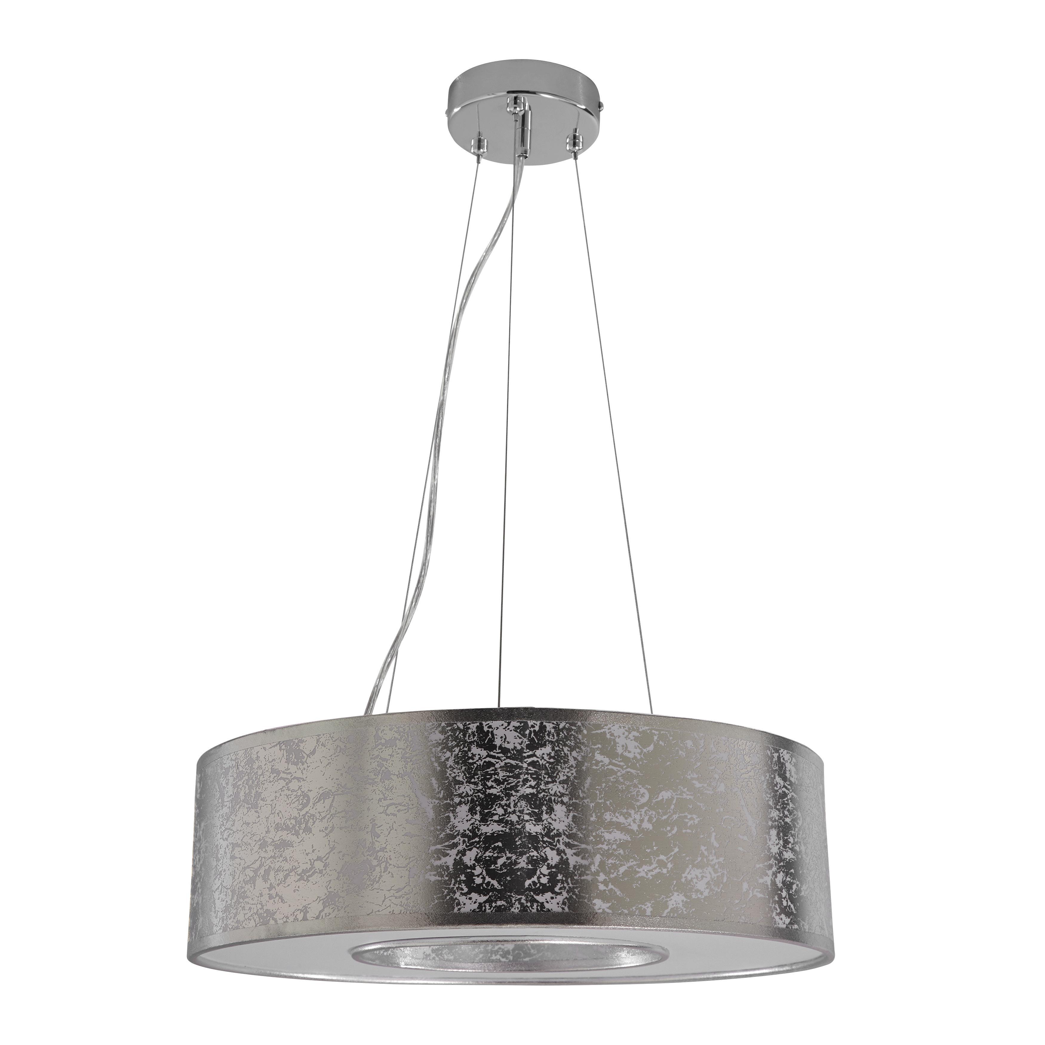 LED-Hängeleuchte max. 24 Watt 'Emelle' - Silberfarben, MODERN, Textil/Metall (40/110cm) - Bessagi Home