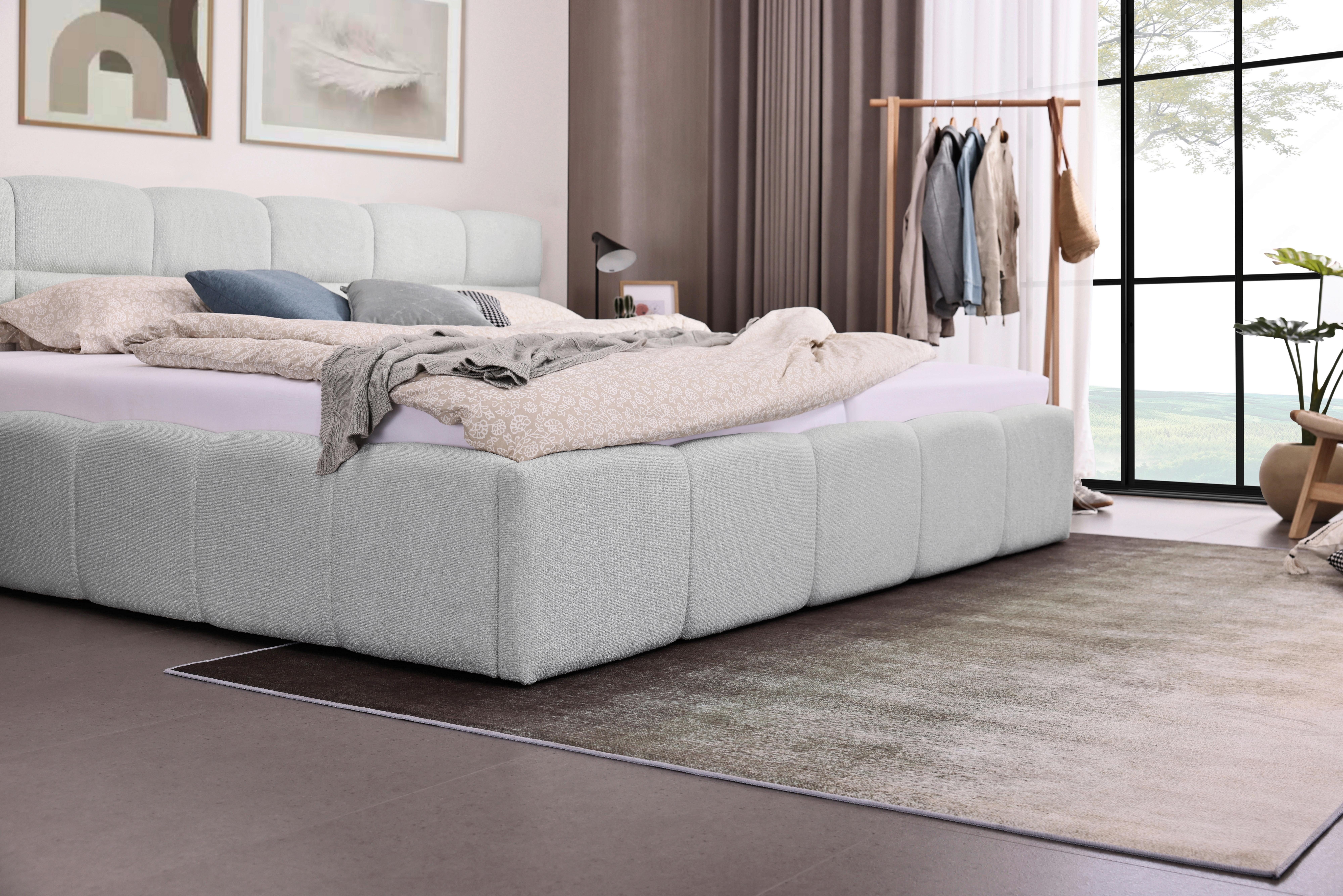 STOPPAD SÄNG ASCONA -EXKLUSIV- -BASED- - ljusgrå/svart, Klassisk, textil/plast (240/200cm) - Based