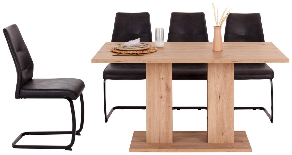 Masă ARON 138 - stejar Artisan/negru, Konventionell, material pe bază de lemn (138/74/90cm)