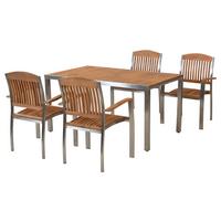 Vrtni Set Keros, 5-Delni, Jeklo, Masiven Les - srebrne barve/naravne barve, Moderno, kovina/les - Gardenson