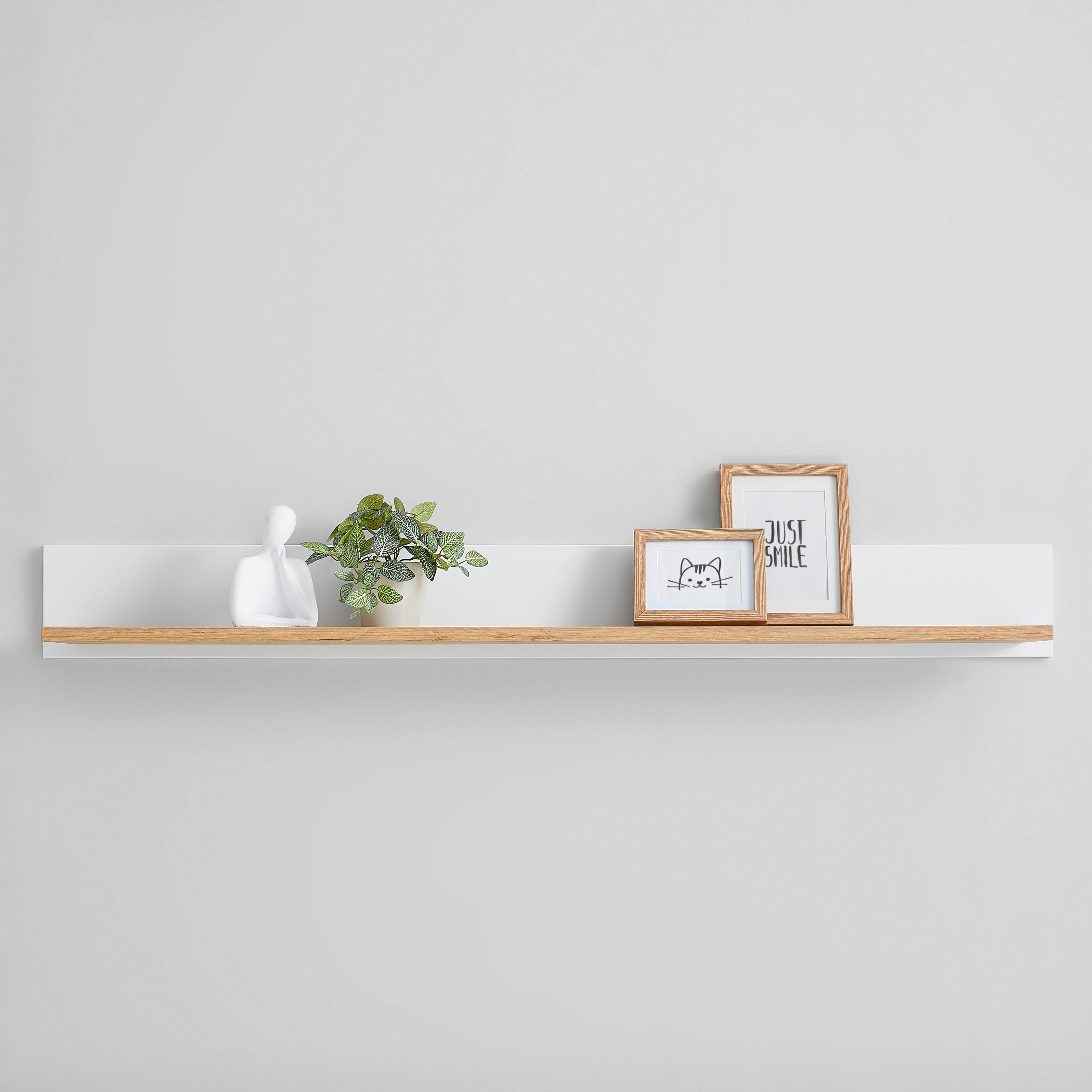Wandboard Dallas Weiß/Eiche Artisan - Weiß/Eiche Artisan, MODERN, Holzwerkstoff (160/18/22cm) - Premium Living