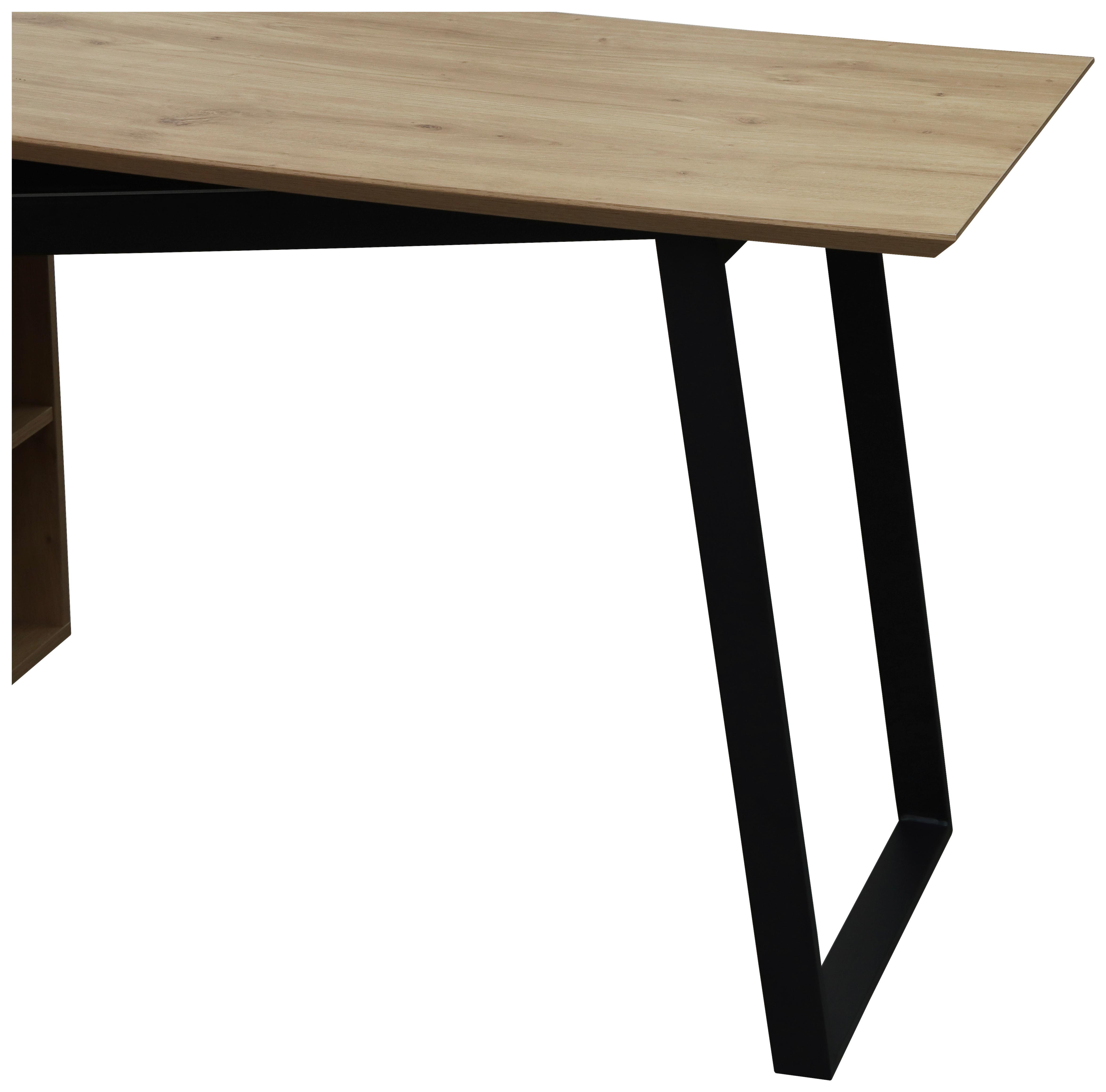 SKRIVBORD LIAM - svart/ek Artisan, Modern, metall/trämaterial (140/120/76cm) - Bessagi Home