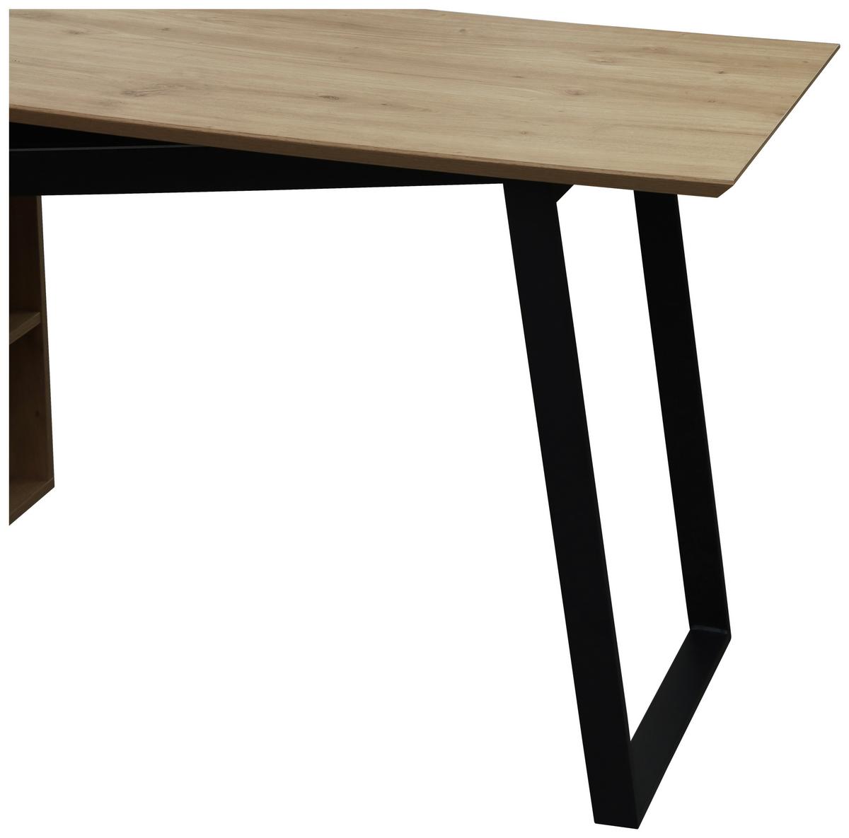 Schreibtisch Liam Eiche Artisan/Schwarz - Schwarz/Eiche Artisan, MODERN, Holzwerkstoff/Metall (140/76/120cm) - Bessagi Home