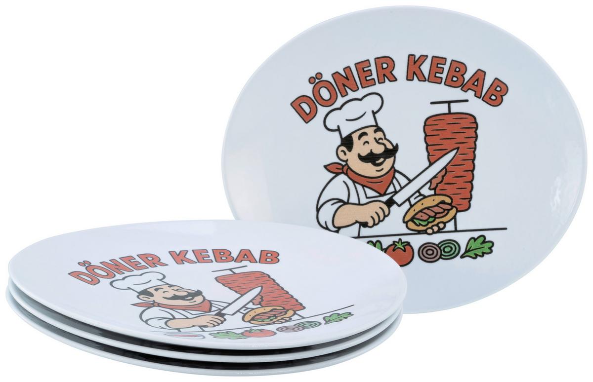 Set Krožnikov Za Žar Gourmet, 4-Delni - bela/večbarvno, Basics, keramika (30cm) - Creatable
