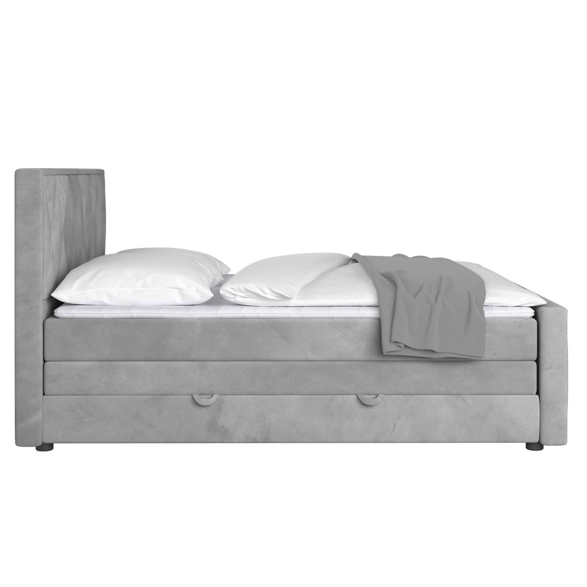 Boxspringbett Porto ca. 180x200 cm Hellgrau - Hellgrau/Schwarz, MODERN, Karton/Holzwerkstoff (180/200cm) - MID.YOU