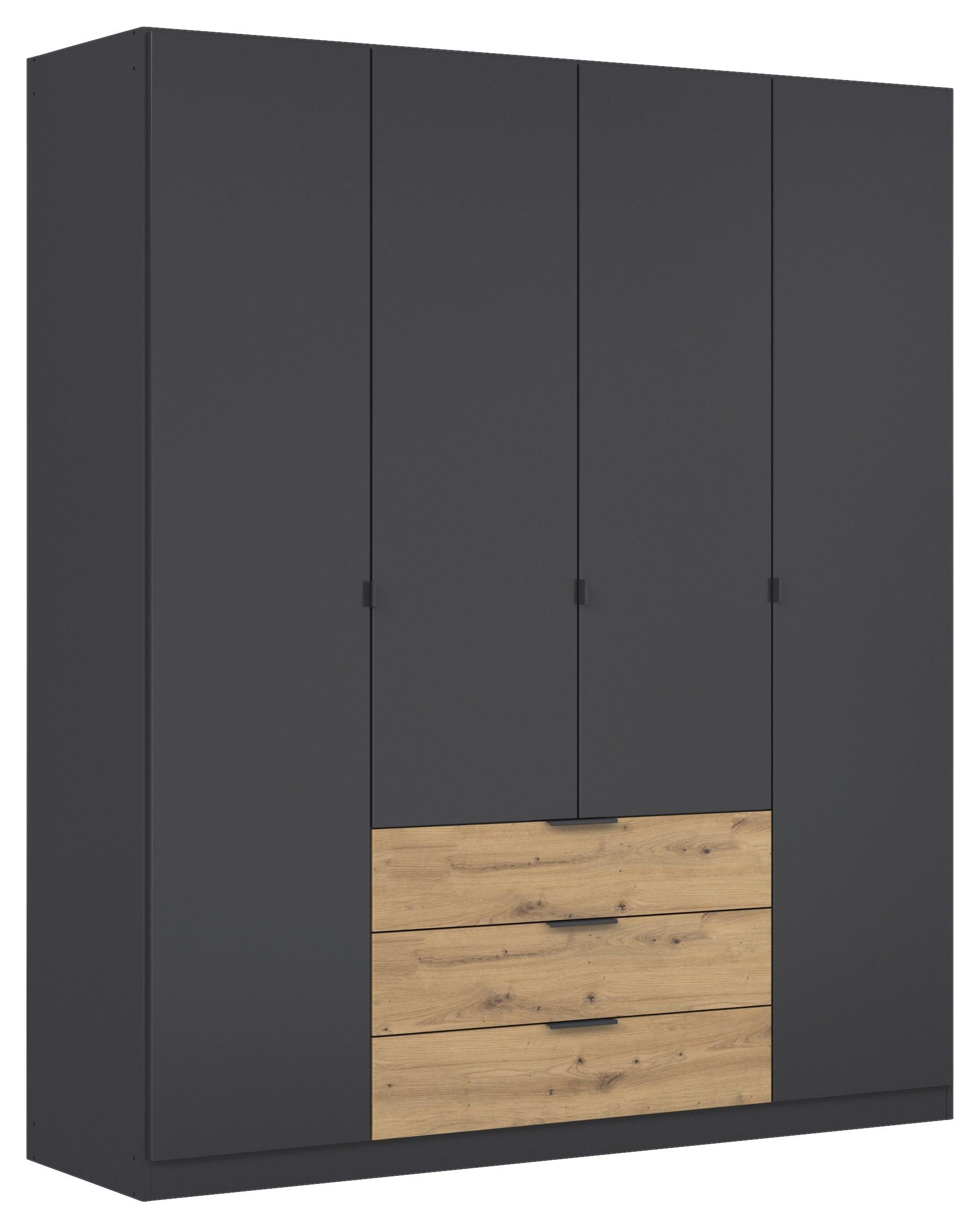 Omara Za Oblačila Davoa, Barva Grafita, Barva Hrasta - siva/barve grafita, Basics, kovina/leseni material (181/210/54cm) - Boxxx