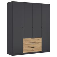 Omara Za Oblačila Davoa, Barva Grafita, Barva Hrasta - siva/barve grafita, Basics, kovina/leseni material (181/210/54cm) - Boxxx