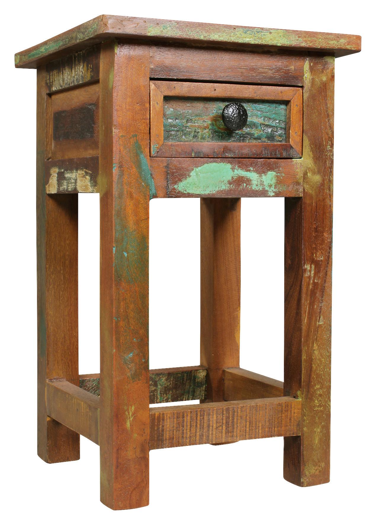 Beistelltisch "Kalkutta" , ca. 30x30 cm, aus Mango - Schwarz/Braun, Design, Holz/Metall (30/30/50cm) - MID.YOU