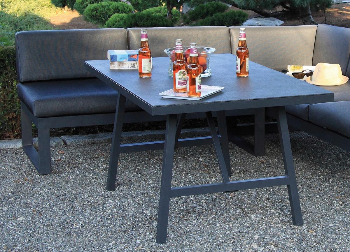 Lounge Garnitura Signature - barva tikovine/srebrne barve, Basics, kovina/tekstil (130/63/240cm) - Acamp