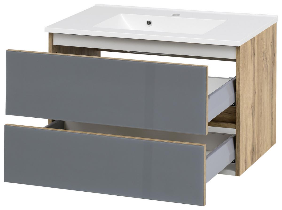 BADEZIMMER HELSINKI - Eichefarben/Weiß, KONVENTIONELL, Glas/Holzwerkstoff (120cm) - Held