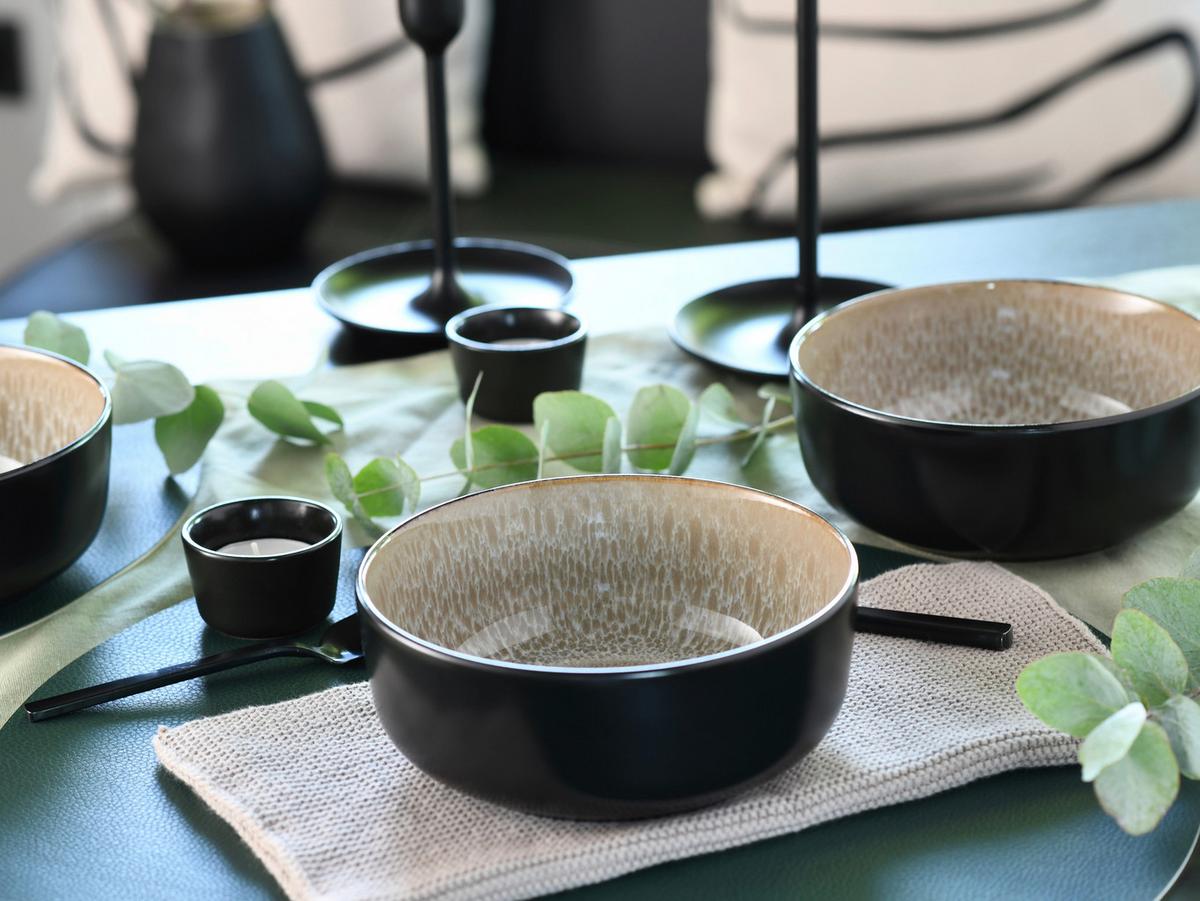 Jedilni Servis Nordic Fjord Beige, 16-Delni - črna/bež, Basics, keramika - Creatable