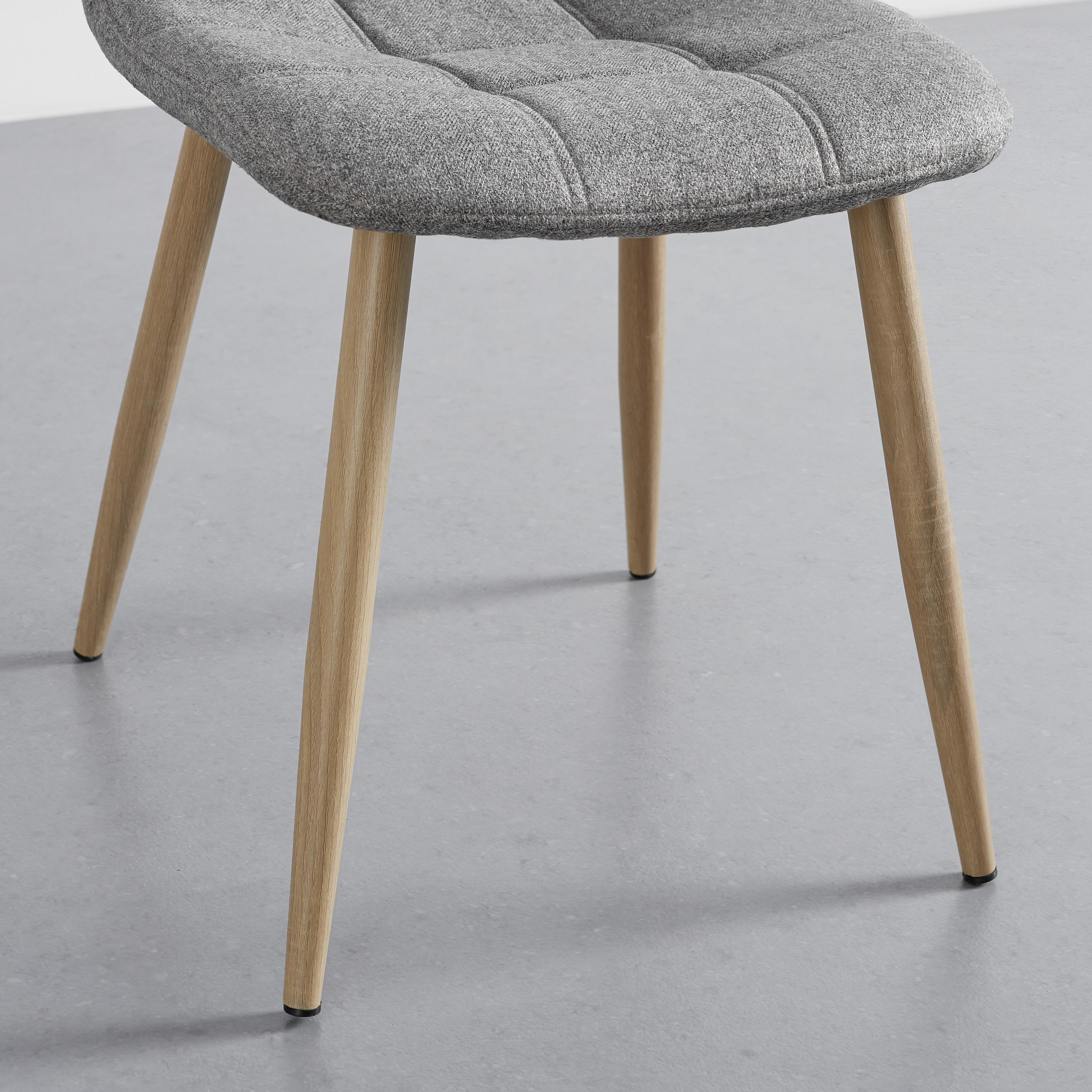 Stuhl "Melia", Webstoff, grau, Gepolstert - Eichefarben/Grau, MODERN, Textil/Metall (45/85/55cm) - Bessagi Home