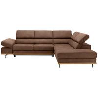 Wohnlandschaft Carmen in Braun mit Bettfunktion - Chromfarben/Braun, KONVENTIONELL, Holz/Textil (292/93/226cm) - Based