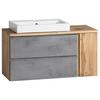Waschtischkombi Varese ca.105x65,5x47cm Eiche/Grau - Eiche Wotan/Weiß, MODERN, Keramik/Holzwerkstoff (105cm) - Held