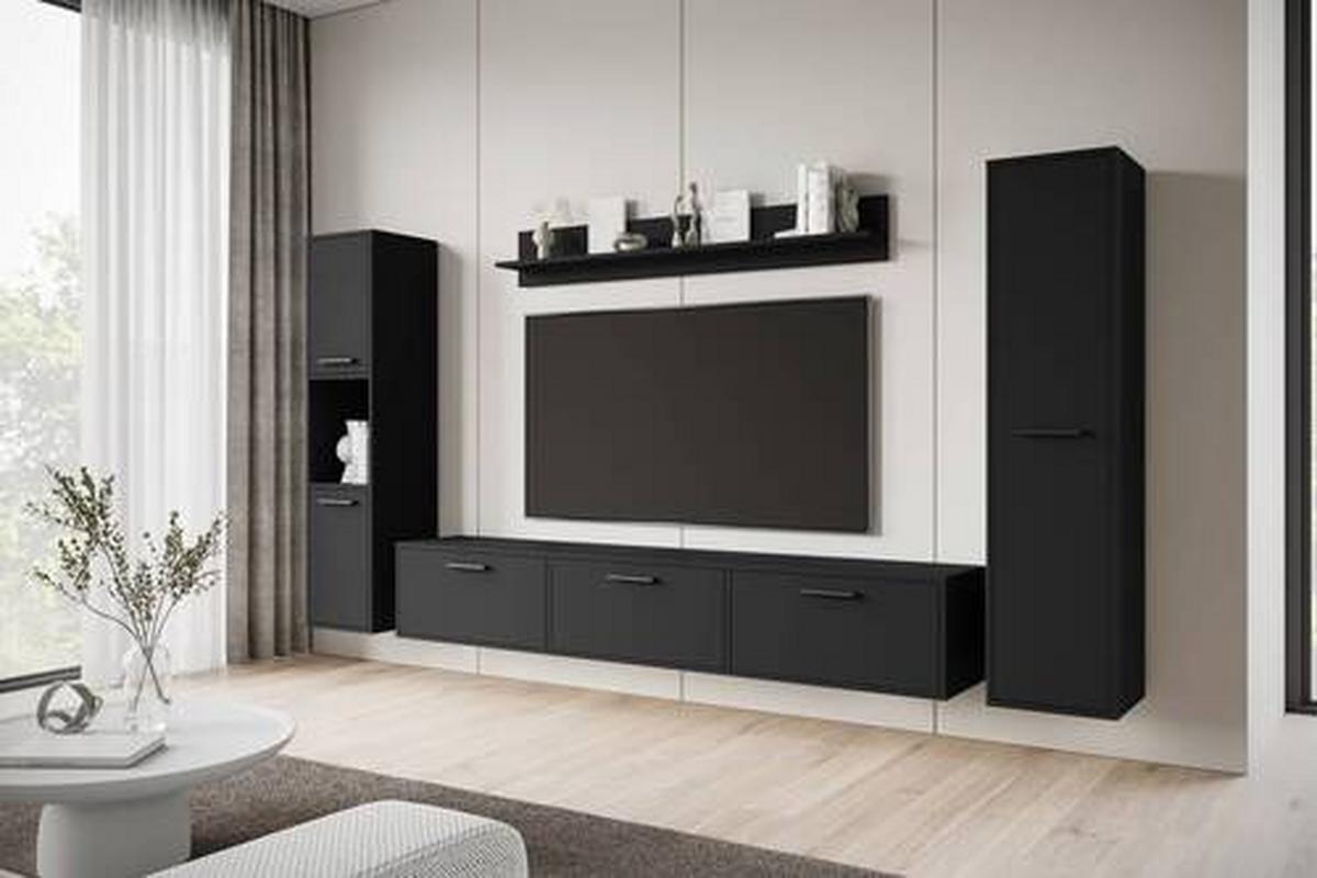WOHNWAND BOGOTA XL SCHWARZ - Schwarz, Basics, Holzwerkstoff/Kunststoff (240/130/31cm) - MID.YOU