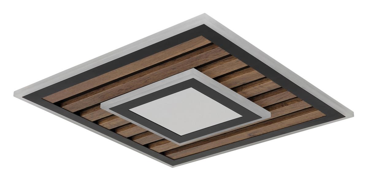 LED-DECKENLEUCHTE 67345D3 WOODY - Weiss/Dunkelbraun, Natur, Holzwerkstoff/Kunststoff (40/40/6cm) - Globo