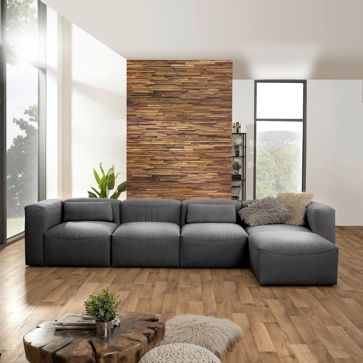ECKSOFA LENA - Anthrazit, Design, Kunststoff/Textil (350/175cm) - Max Winzer