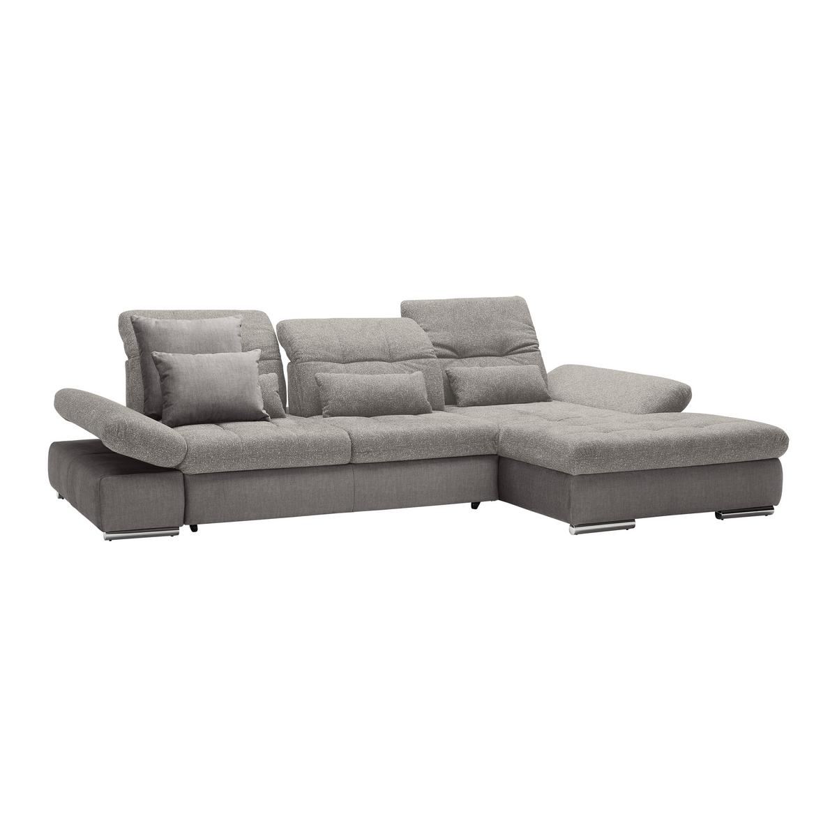 Wohnlandschaft Sanfino Silberfarben - Chromfarben/Silberfarben, KONVENTIONELL, Holz/Textil (305/79-96/199cm) - Premium Living