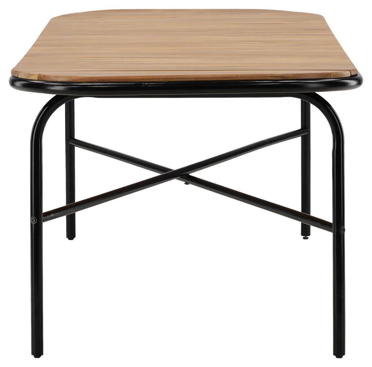 Gartentisch Holmbeck ca. 200x90x75cm Schwarz/Akazie - Schwarz, KONVENTIONELL, Holz/Metall (200/90/75cm) - Gardenson