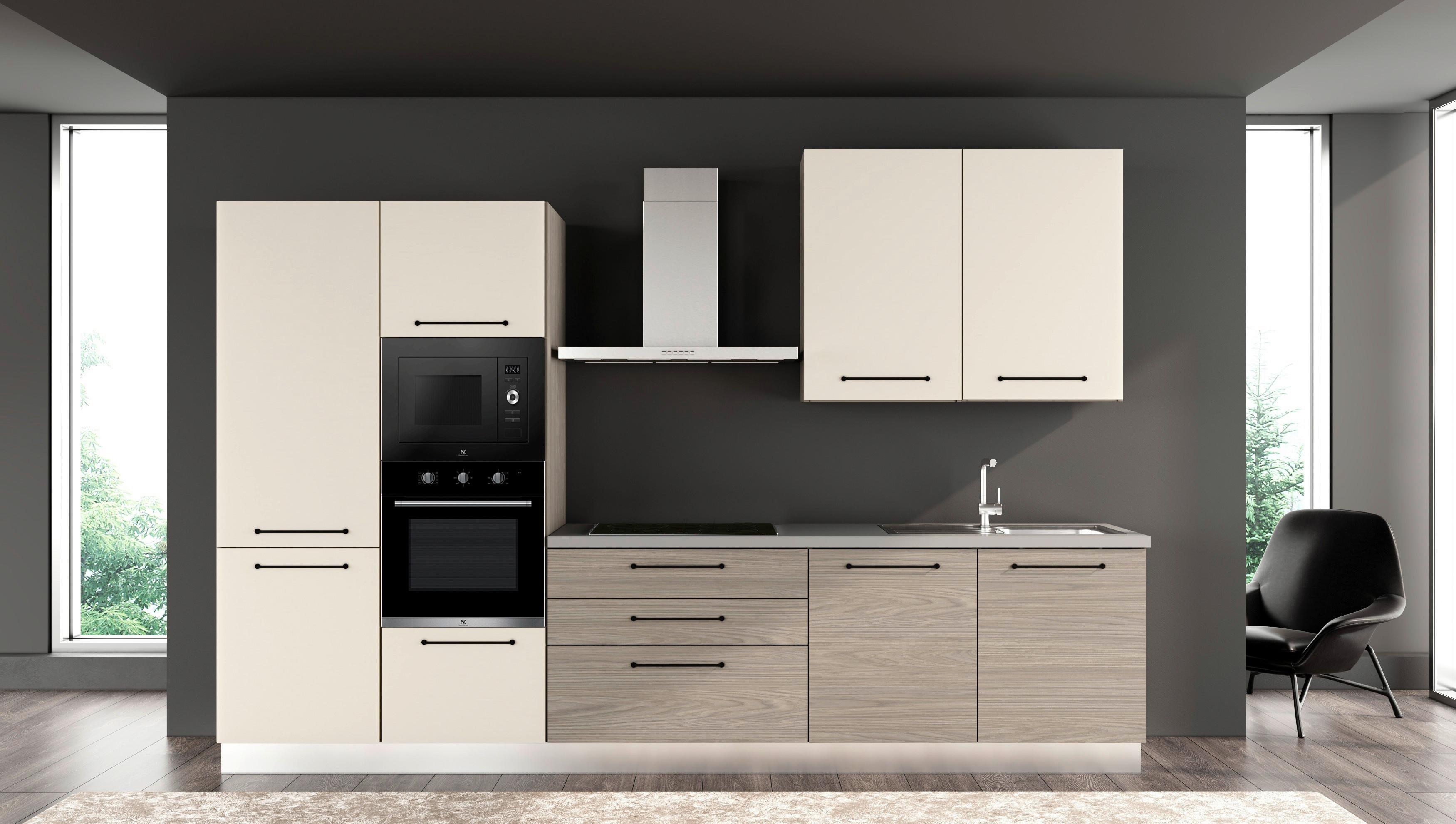 Kuhinjski Blok Line, Z Aparati, 330 Cm - siva/črna, Moderno, kovina/leseni material (330/60/216/240cm) - Mömax