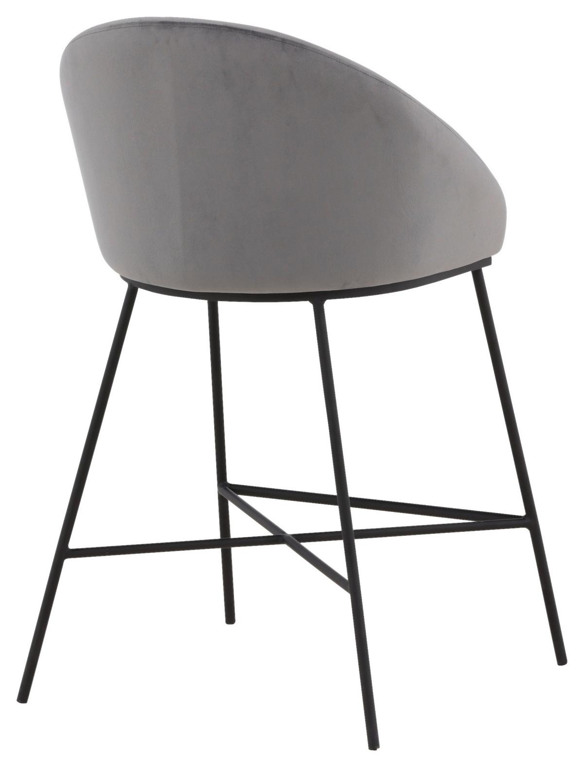 Barhocker Velvet VELVET - Dunkelgrau/Schwarz, Design, Textil/Metall (58,5/97/57cm) - Livetastic
