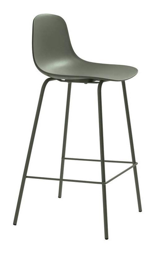 STOŁEK BAROWY WHTBIY - oliwkowa zieleń, Design, tworzywo sztuczne/metal (41/93/48cm) - Boxxx