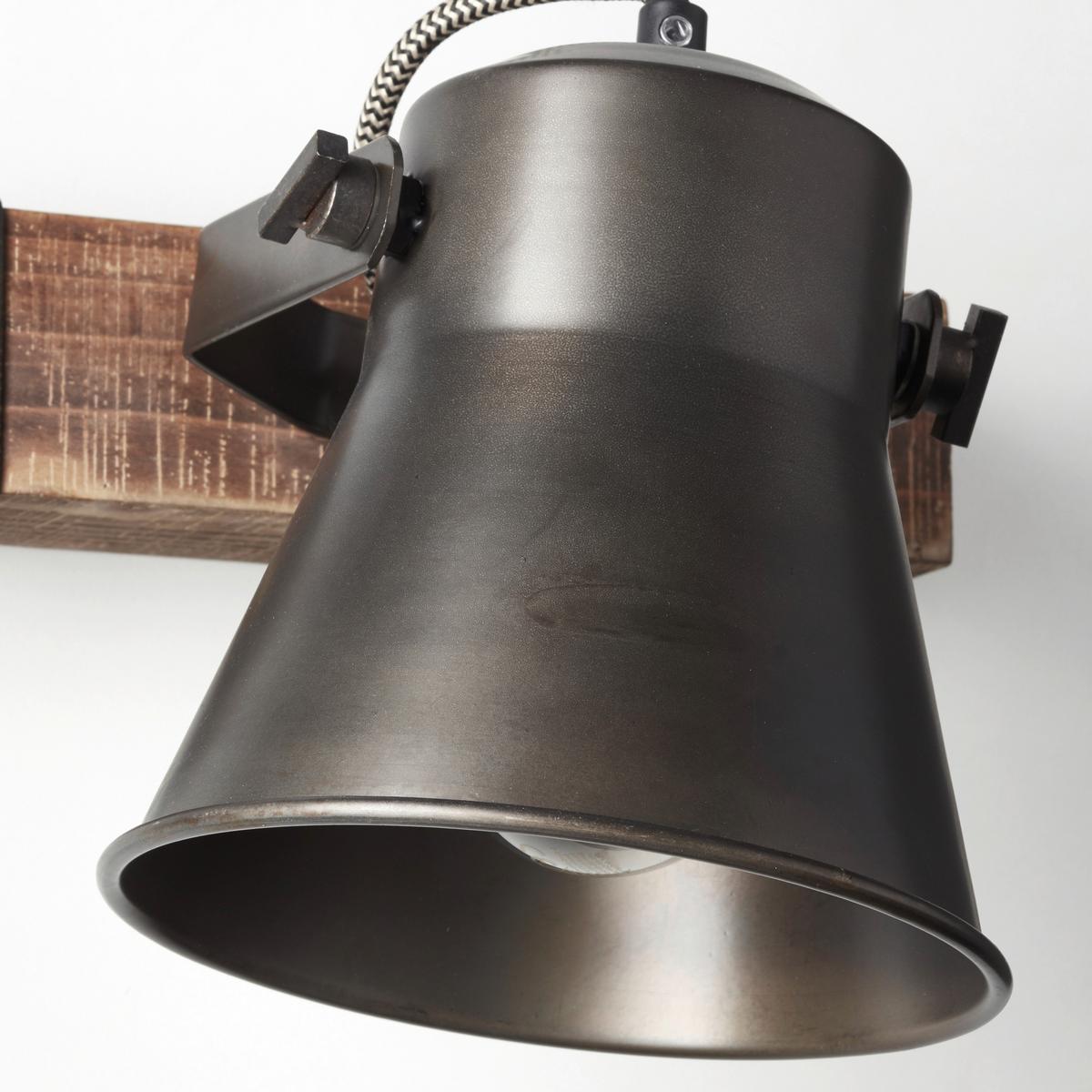 Wandleuchte  Plow in Schwarz max. 10 Watt - Schwarz, Design, Holz/Metall (24/25cm) - Brilliant