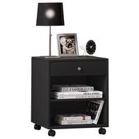 Nočna Omarica Rolda, Črna - srebrne barve/črna, Moderno, umetna masa/leseni material (45/54/38cm) - MID.YOU