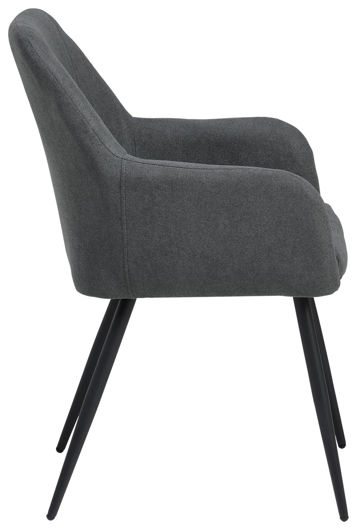 KRZESŁO Z PODŁOKIETNIKAMI ADELINA - czarny/szary, Lifestyle, metal/tkanina (56/87/60cm) - MID.YOU