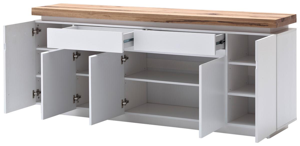 KOMODA SZEROKA ROMINA - kolor dębowy/biały, Design, materiał drewnopochodny/drewno (200/81/40cm)