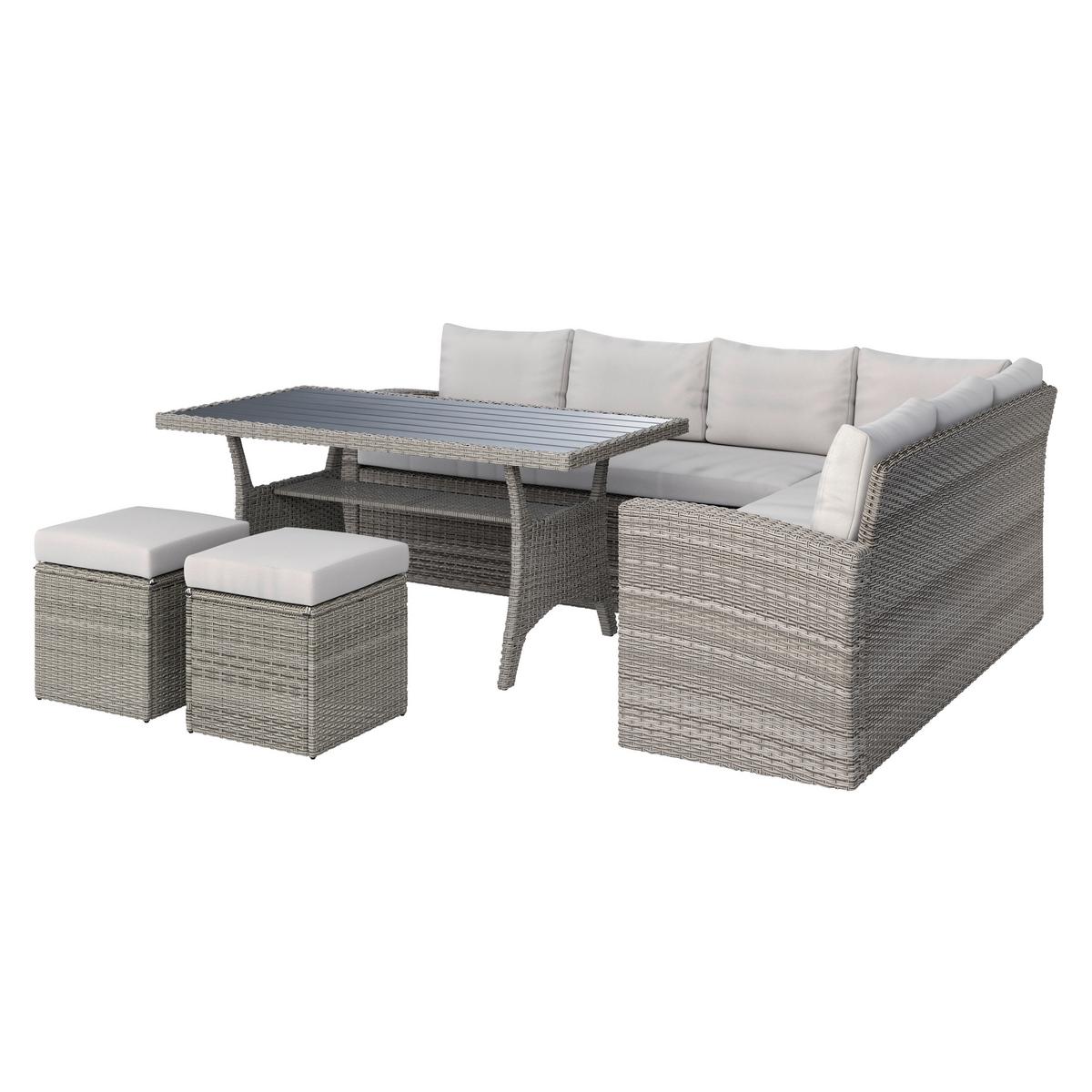 Garnitură grădină Alex montaj dreapta - gri, Modern, plastic/textil (179/73/68cm) - Mömax