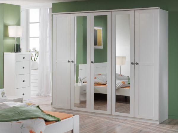 Drehtürenschrank mit Spiegel ca. 225x210 cm Weiß - Braun, KONVENTIONELL (225/210/58cm) - MID.YOU