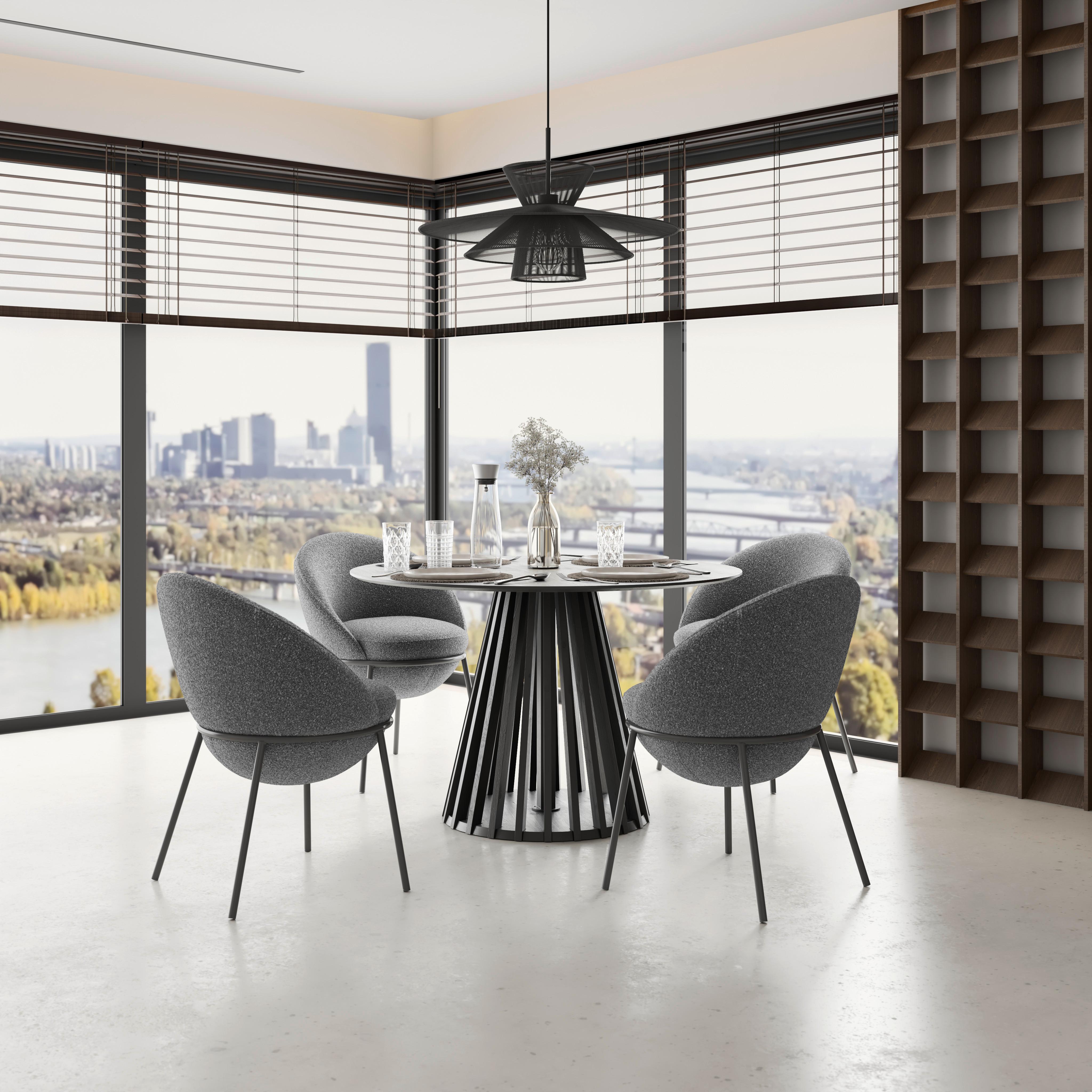 Armlehnstuhl Zoa Grau Struktur Gepolstert - Schwarz/Grau, MODERN, Holz/Textil (57/85/61cm) - Bessagi Home