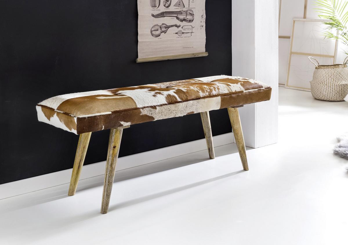Klop Brez Naslona Wl5.103 - bela/rjava, Natur, les/krzno (120/52/40cm) - MID.YOU