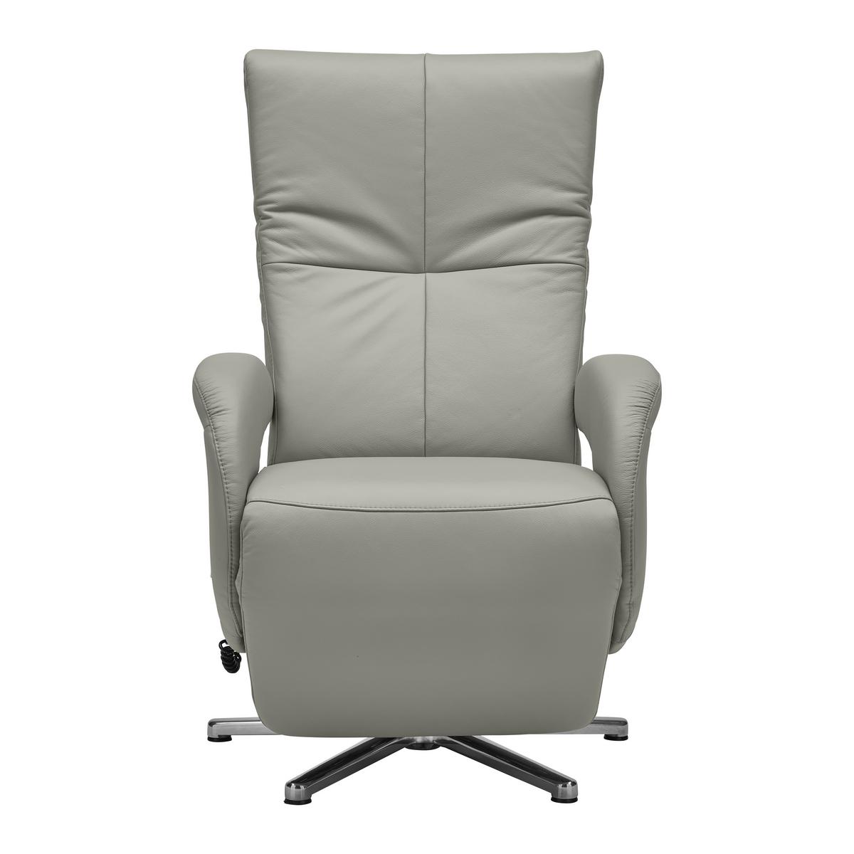 Relaxsessel Sitting 2 Graublau - Chromfarben/Graublau, MODERN, Leder (70/111/80cm) - Premium Living