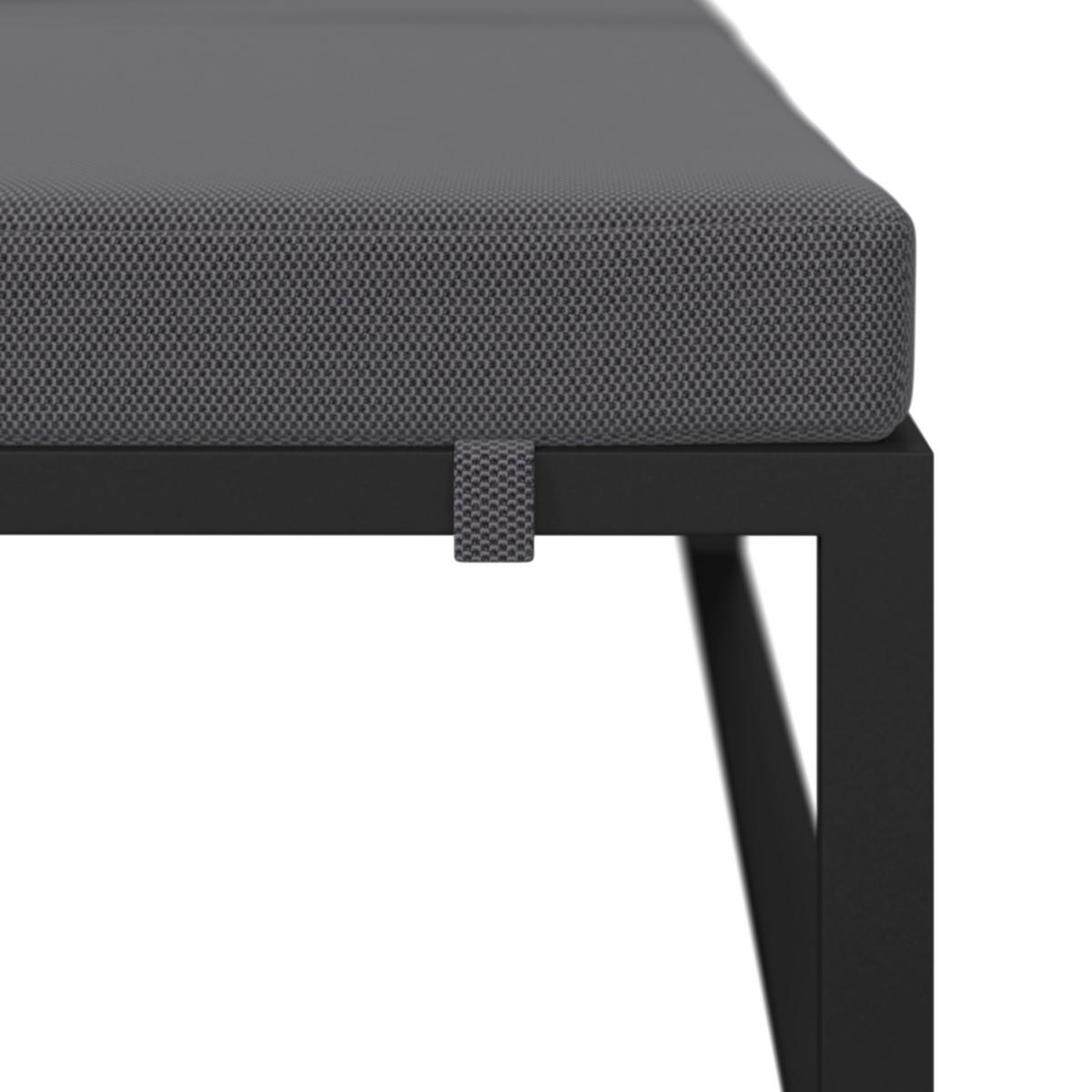 Loungegarnitur Valentina Dunkelgrau Metall/Outdoorstoff - Dunkelgrau/Schwarz, MODERN, Glas/Textil - Bessagi Garden