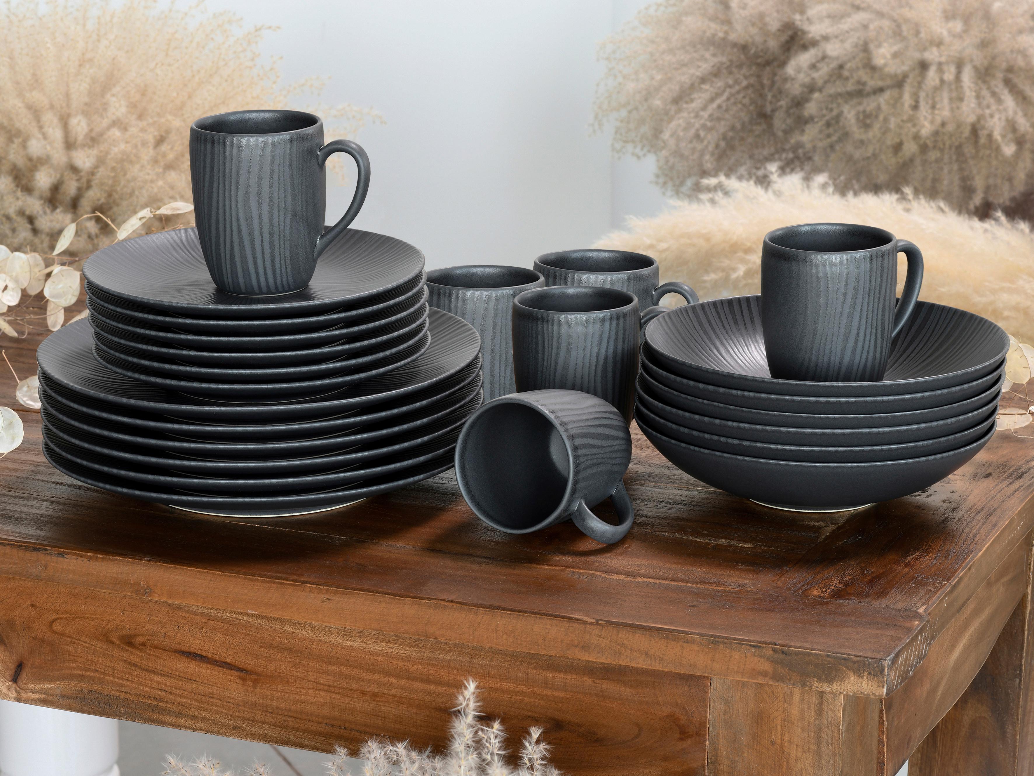 Kombinirani Servis Vesuvio Black, 24-Delni - antracit, keramika - Creatable