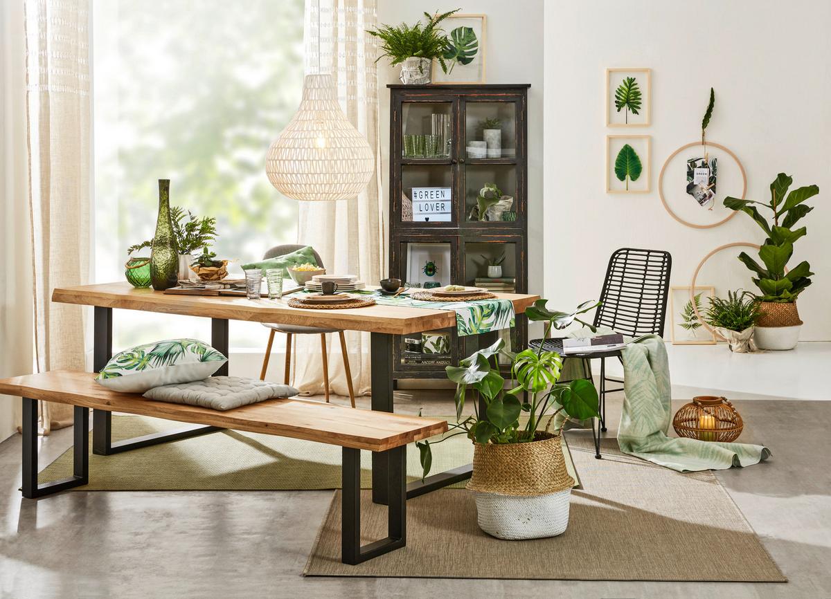 ŁAWKA COUNTRY - czarny, Natur, metal/drewno (160/44/40cm) - Landscape