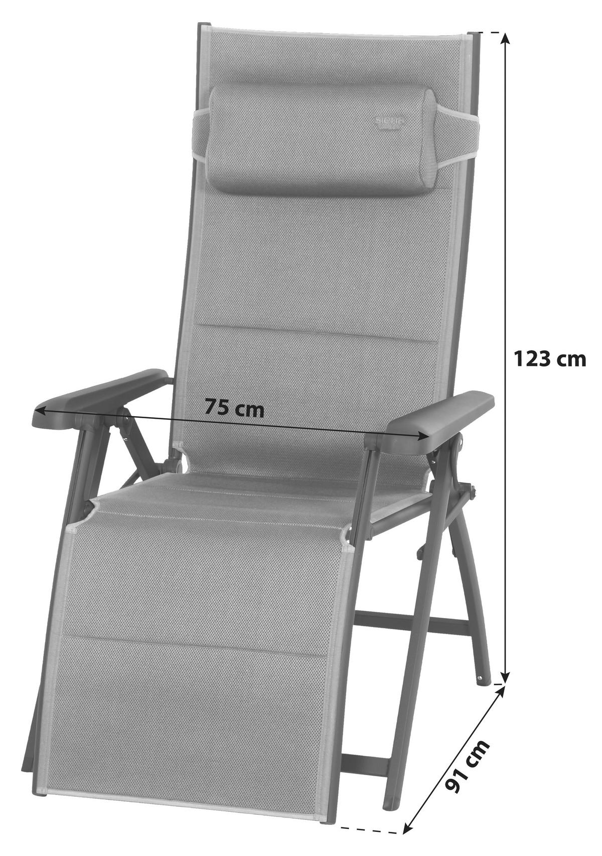 GARTEN-RELAXLIEGE Premium B: 75cm - Anthrazit, KONVENTIONELL, Textil/Metall (75/123/91cm) - Siena Garden